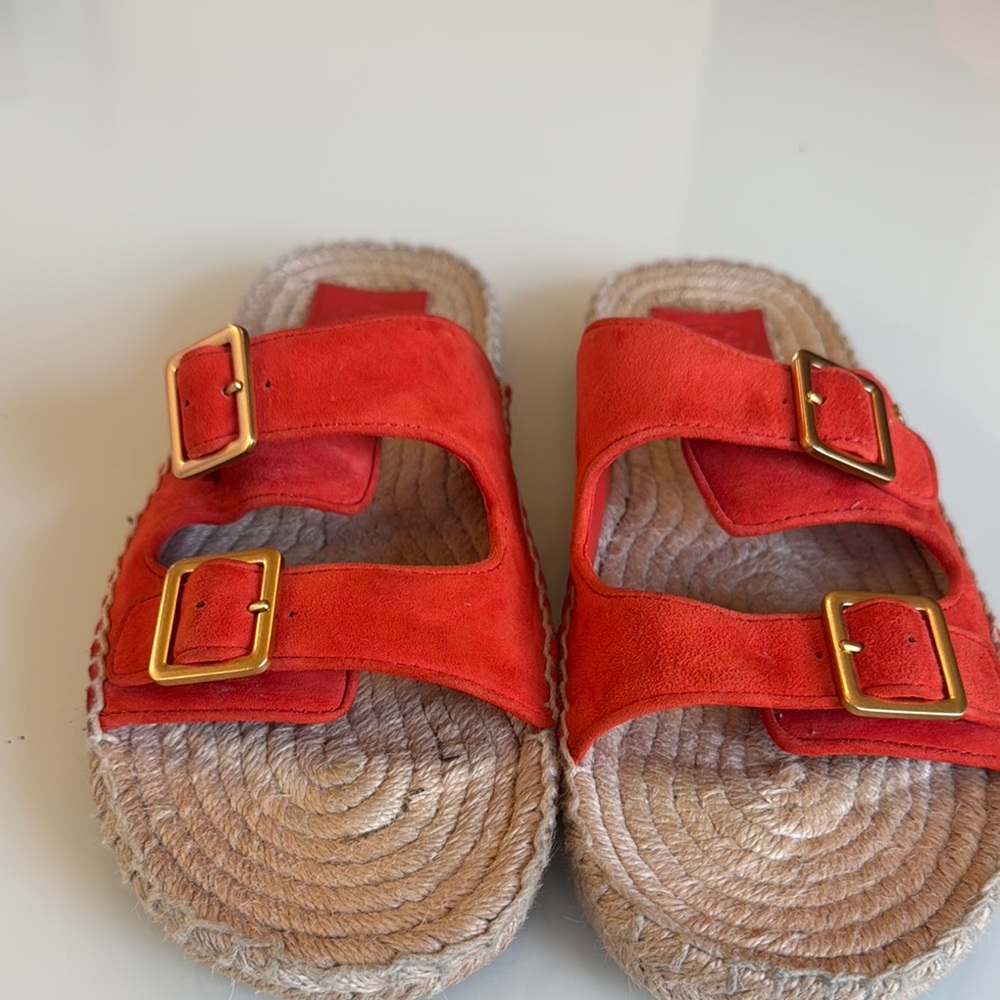 Tory Burch Orange Sandals with Double Strap Design